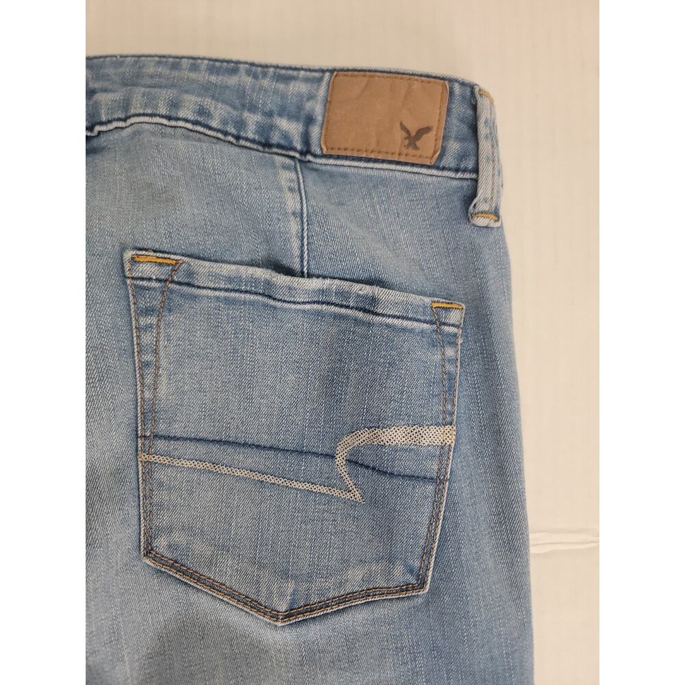 American Eagle A-Line Flare Jeans Women’s Sz 8 Wide Leg 70's High Rise Stretch - Picture 8 of 8